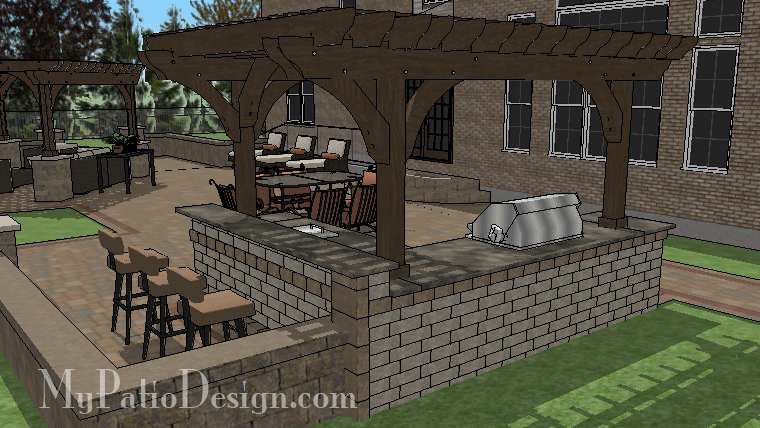 Outdoor Kitchen-Pergola B160123-Bar-Clr Heritage Collection