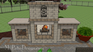Outdoor Fireplace with 2 Wood Boxes - Heritage Collection
